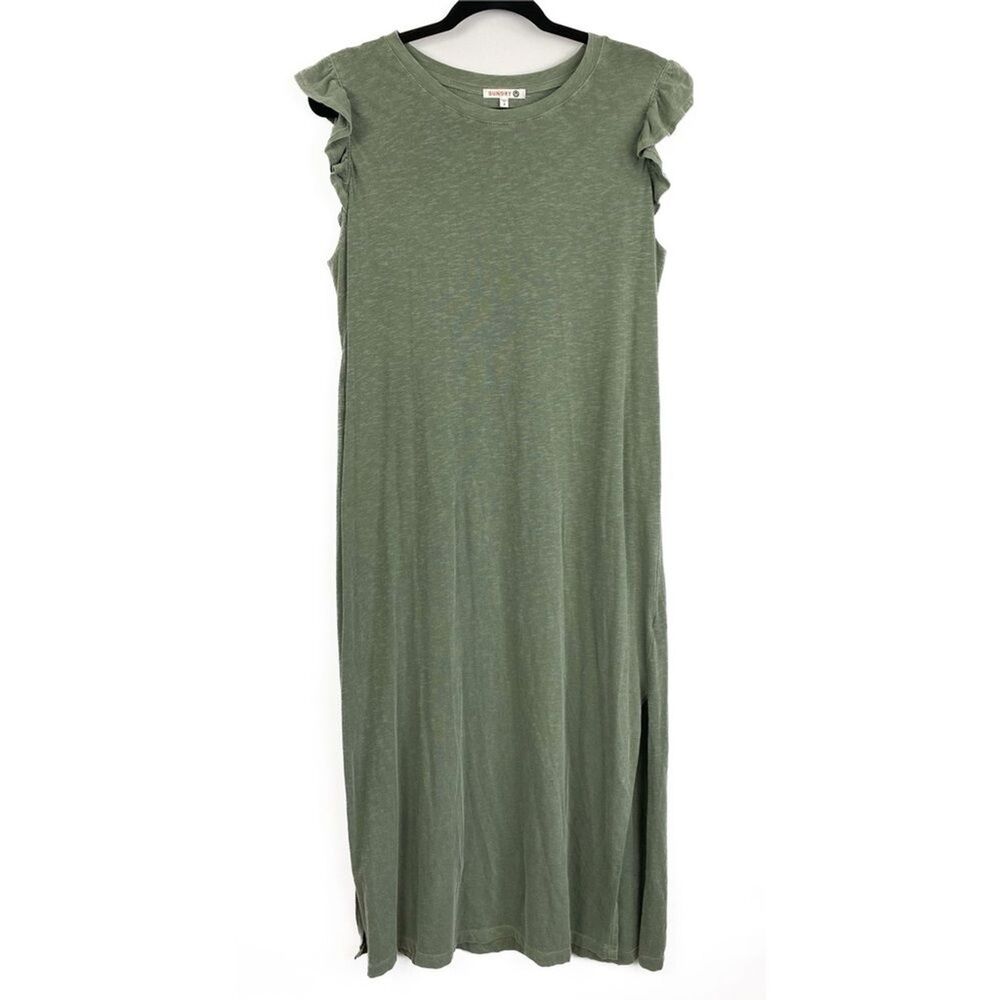 Anthropologie Sundry Ayana Flutter Cap Sleeve Midi Dress, Sage Green - Size L - Picture 3 of 10